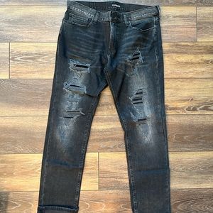 Men’s Express black denim ripped jeans